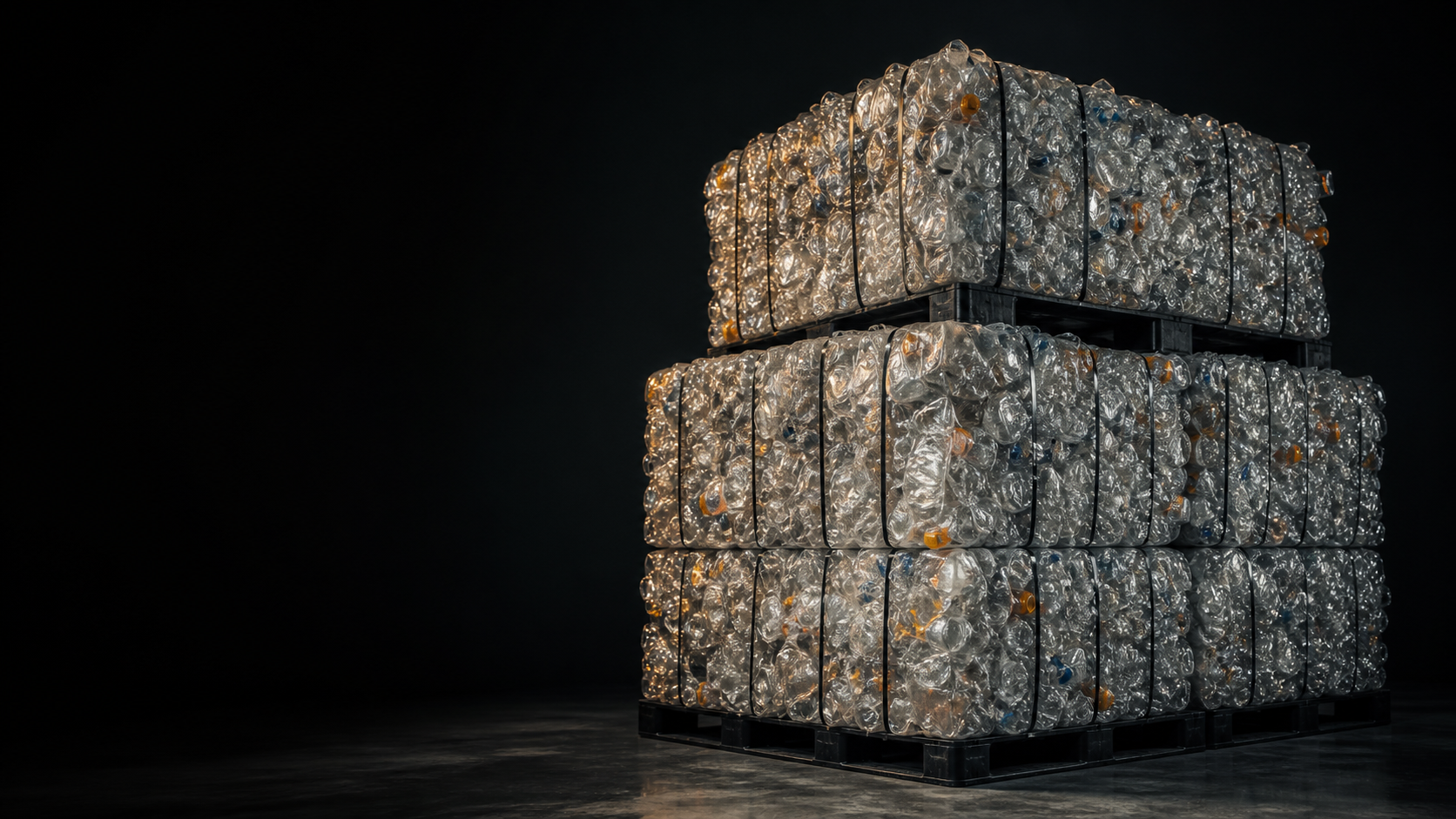 Industrial illustration of compacted post-consumer PET bales